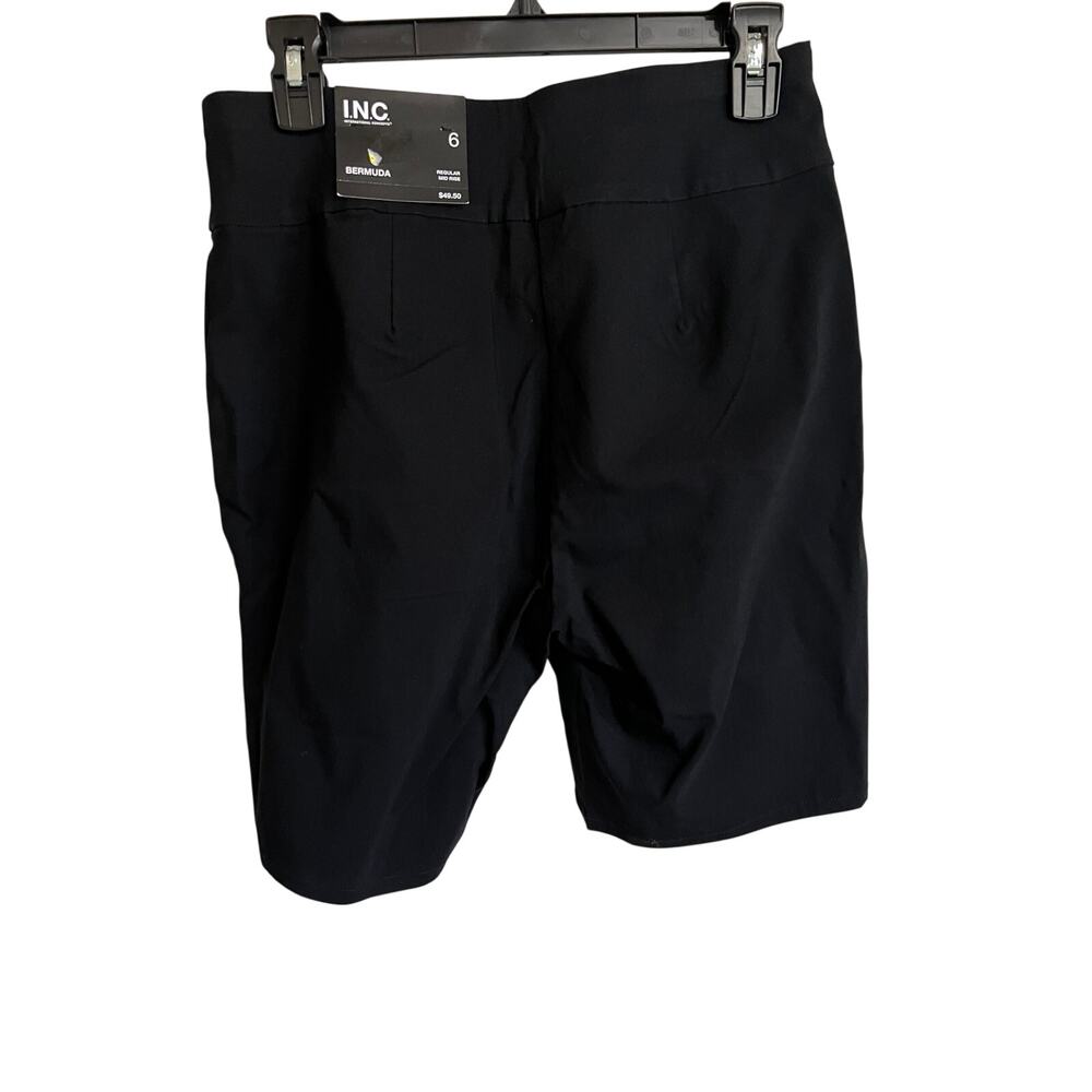 I.N.C. Bermuda Shorts Women Black Pull On - Size 6 NWT
